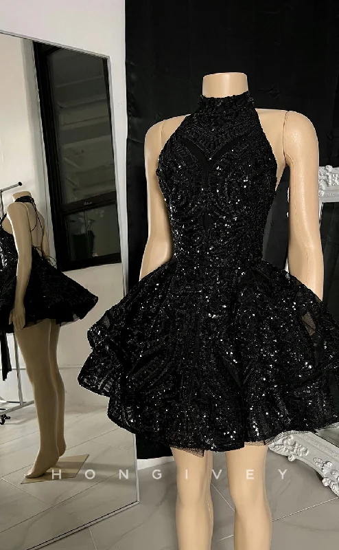Savings Galore H1620 - Fully Sequined Applique Lace Strappy Crisscorss Sparkly Homecoming Party Dress
