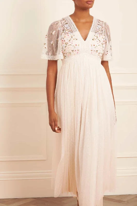 Price Break Garland Ribbon Bodice Ankle Gown