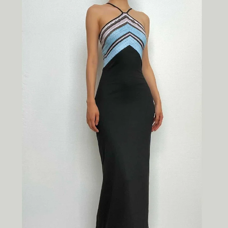 Price Rollback BerryBetty - Contrast print sleeveless backless maxi dress