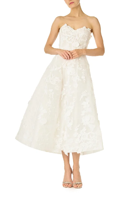 Limited Time Strapless Lace Tea Length Dress