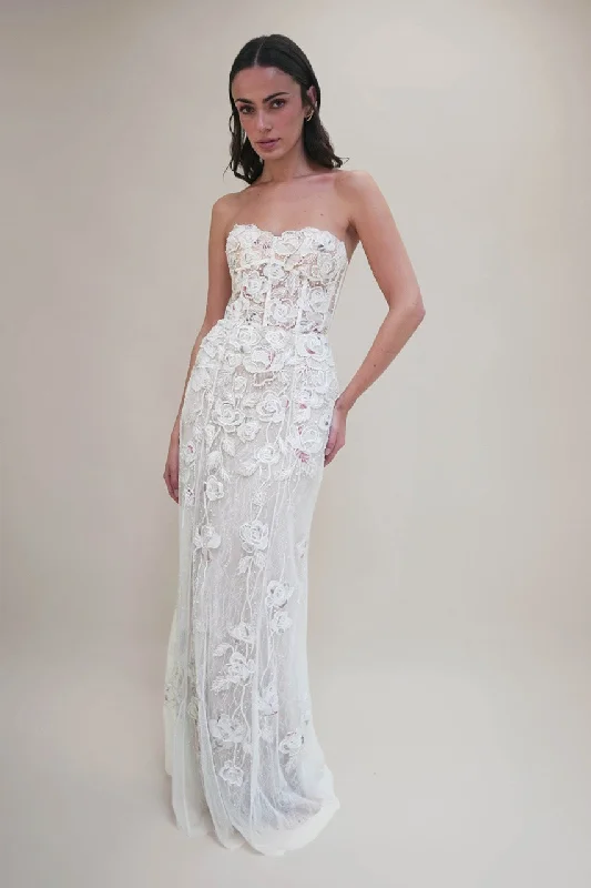 Discount Deals Wild Rose Print Bustier Gown