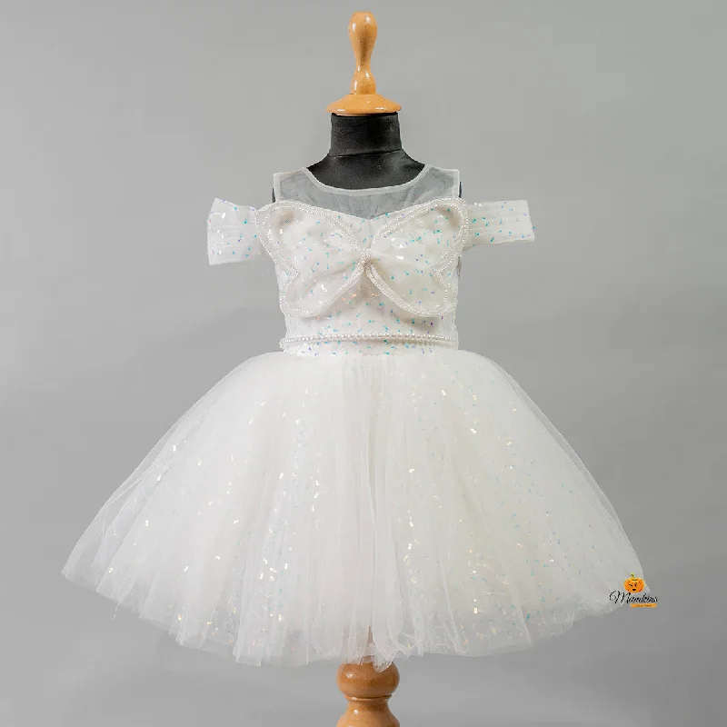 Special Discount White Off-Shoulder Frock for Girls