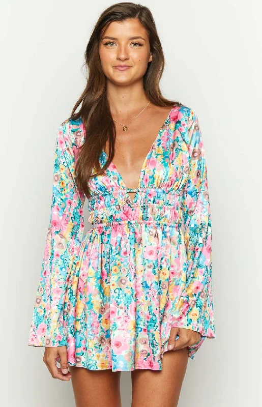 Loyalty Reward Genovia Floral Long Sleeve Mini Dress