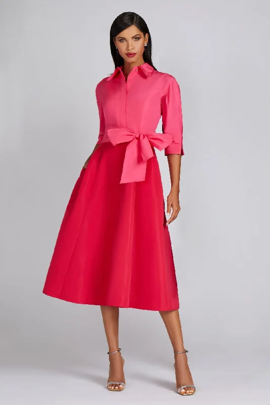Flash Sale Two Tone Taffeta Shirt Dress
