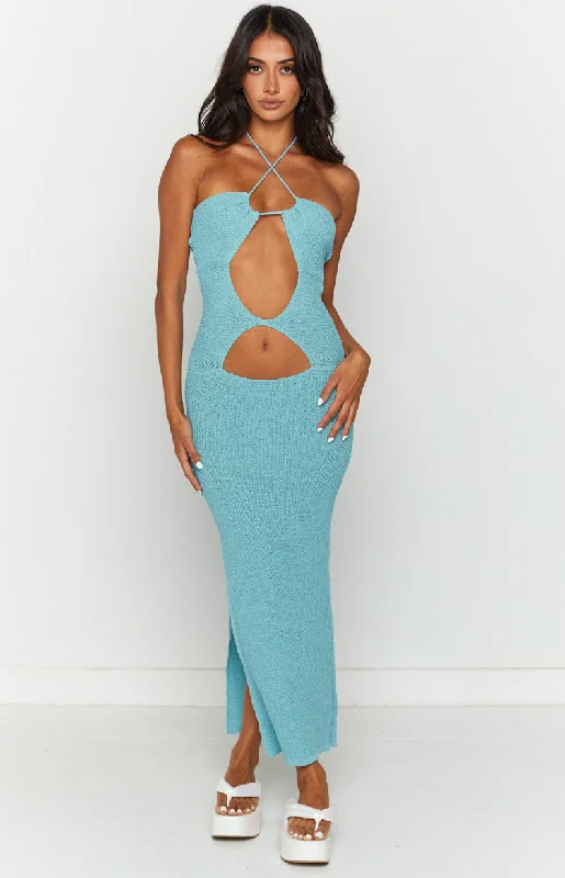Overstock Sale Renata Blue Cut Out Midi Dress
