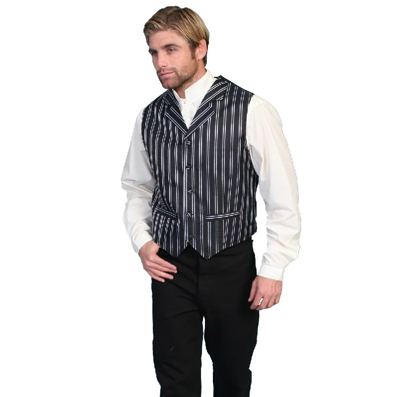 Amazing Deals Scully Men's Old Time Pinstripe Black & White Vest RW169-BLK