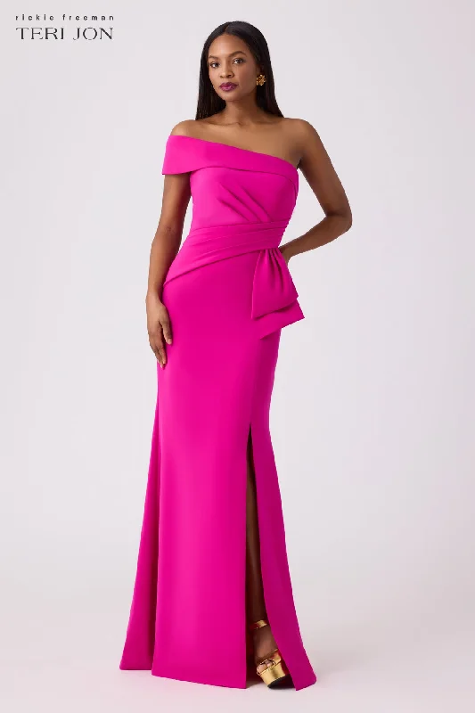 Steals and Deals Hot Pink Stretch Crepe Evening Gown