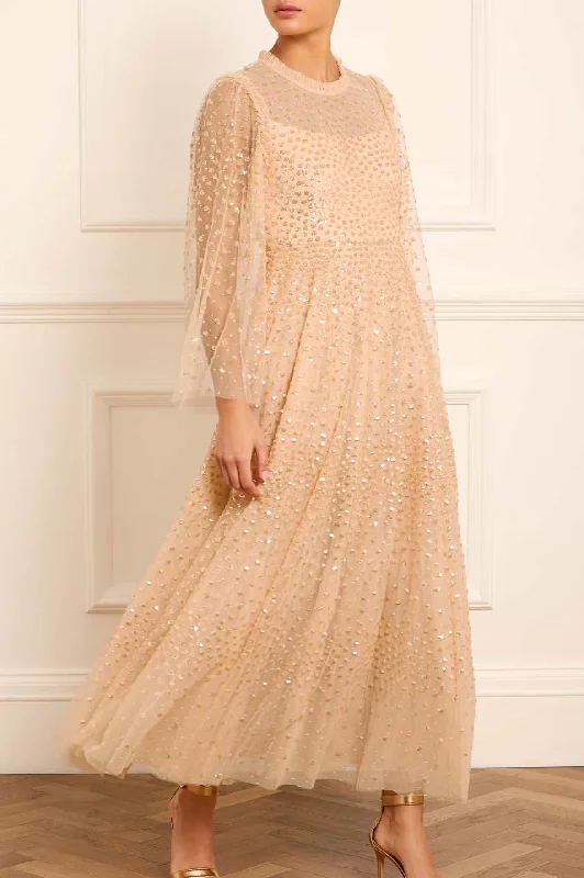 Final Markdown Scatter Dot Round Neck Ankle Gown