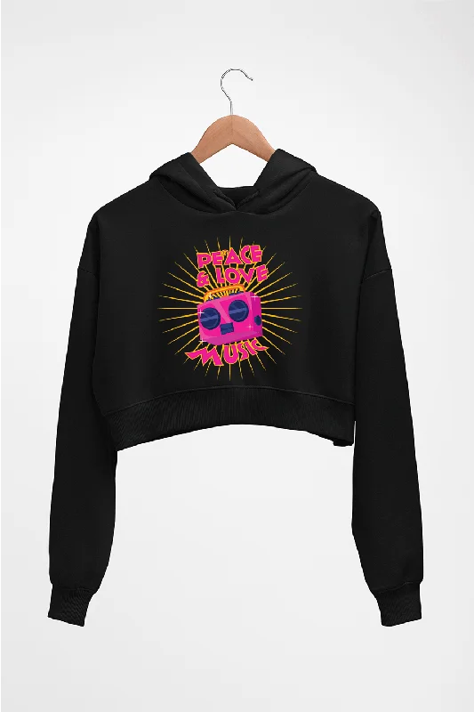 Psychedelic Music Peace Love Crop HOODIE FOR WOMEN