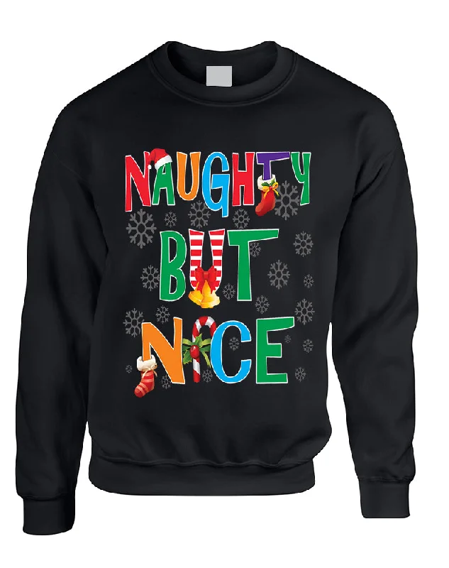 Deep Discounts Adult Sweatshirt Naughty But Nice Cute Xmas Shirt Funny Gift