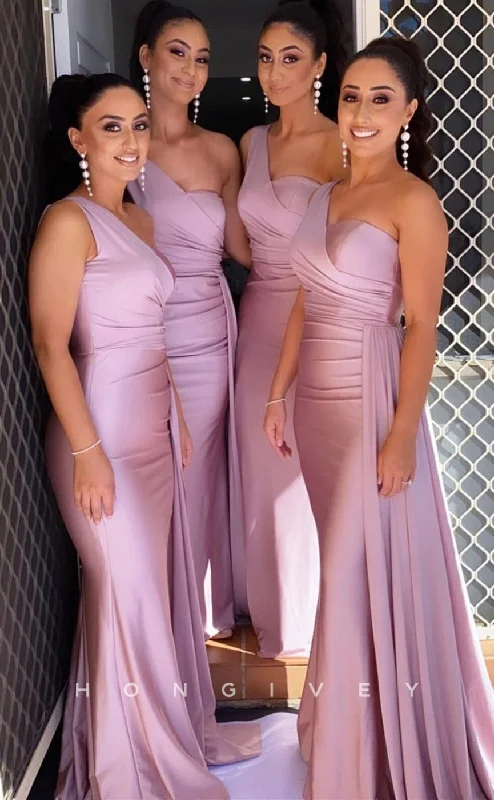 Quick Sale HB040 - Sexy Satin Trumpet One Shoulder Empire Ruched With Train Prom Party Bridesmaid Dress Quick Sale HB040 - Sexy Satin Trumpet One Shoulder Empire Ruched With Train Prom Party Bridesmaid Dress