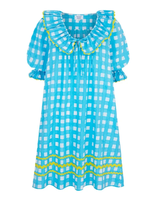Bargain Prices Aqua Gingham Ava Mini