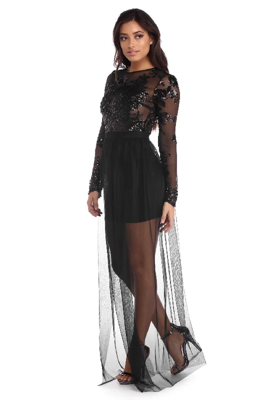 Catalina Sequin And Chiffon Dress