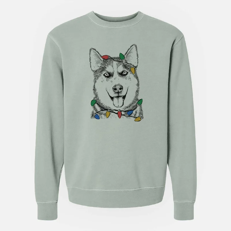 Bargain Prices Christmas Lights Sesi the Siberian Husky - Unisex Pigment Dyed Crew Sweatshirt