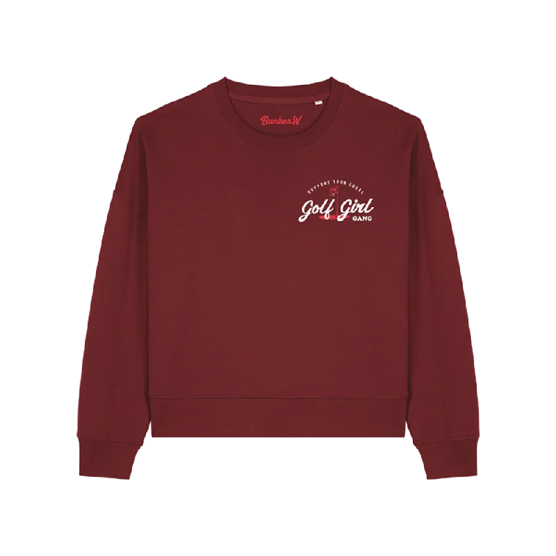 Hurry In Bunker Woman Girl Gang Sweat Burgundy Red