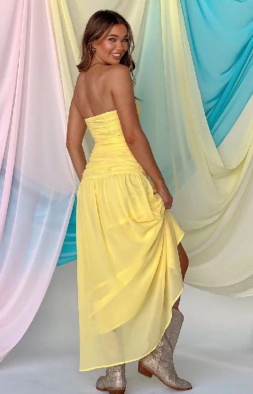 Special Offer Sinclair Yellow Strapless Maxi Dress