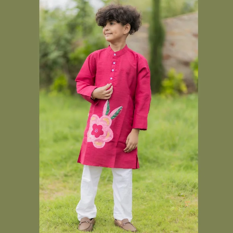 Quick Sale Rani Handmade Floral Print Boys Kurta Pajama