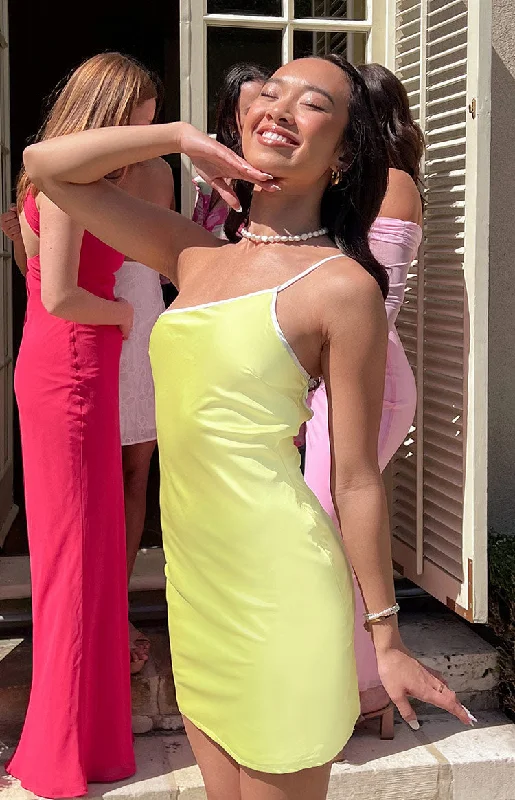 Sale Event Sunny Chic Yellow Satin Mini Dress
