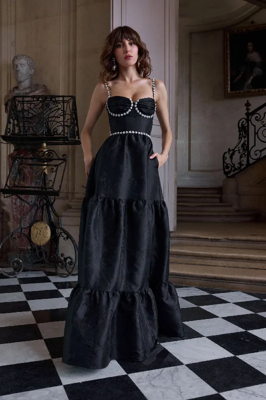 Overstock The Lucetta Dress in Black Windsor Brocade