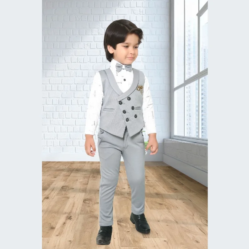 Anniversary Sale Grey Double Breasted Boys Party Wear Dress
