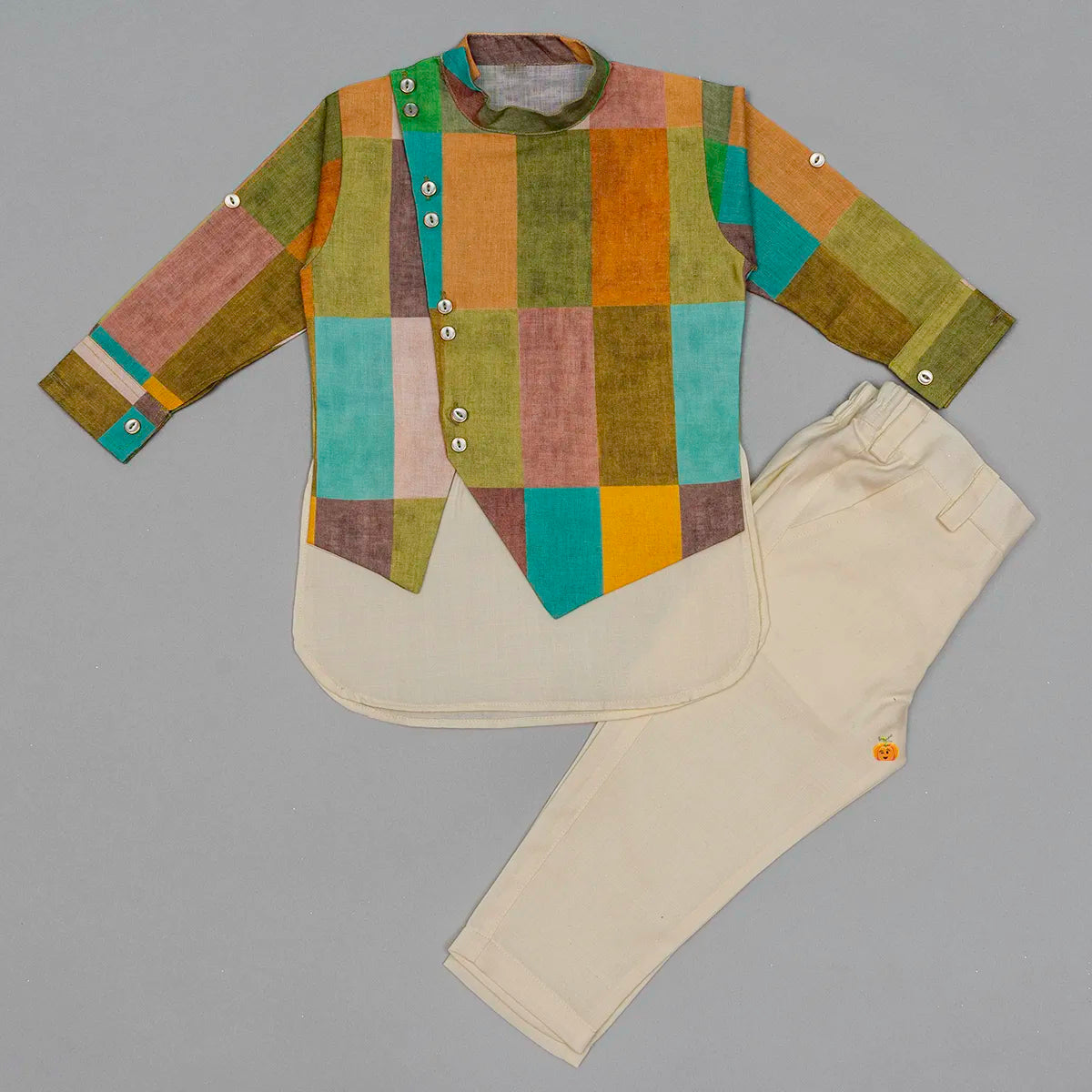 Deal Frenzy Multi Colored Boys Kurta Pajama with Jacket
