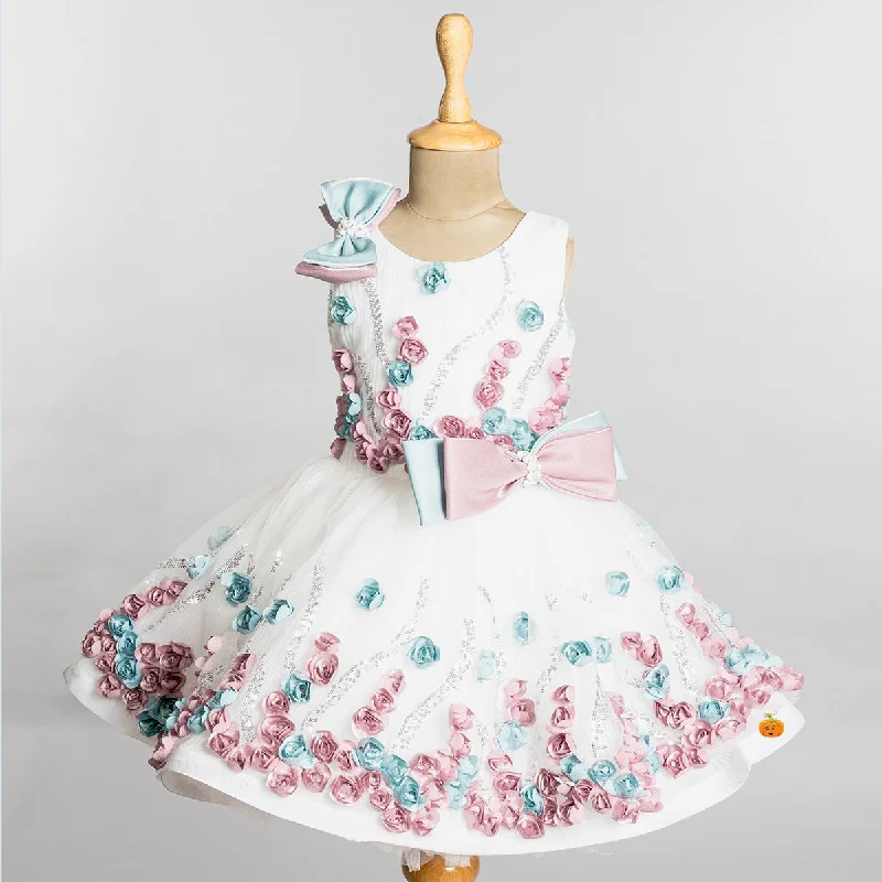 Crazy Deals White Floral Girls Frock