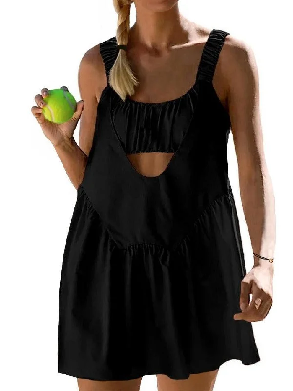 Tennis Workout Mini Dress Built-In Bra and Shorts