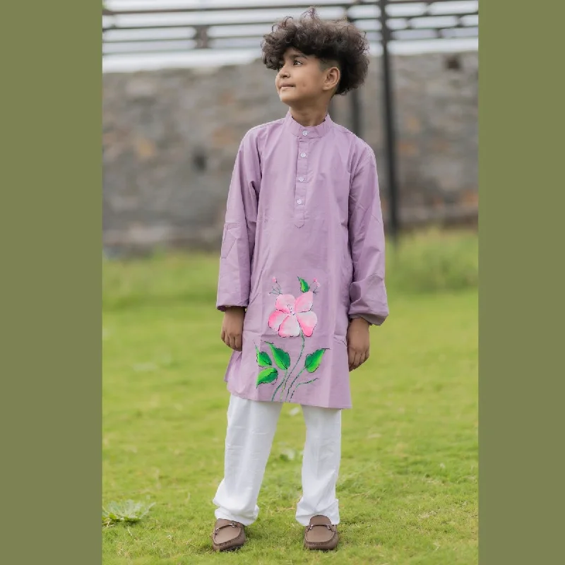 Now or Never Handmade Flower Print Boys Kurta Pajama