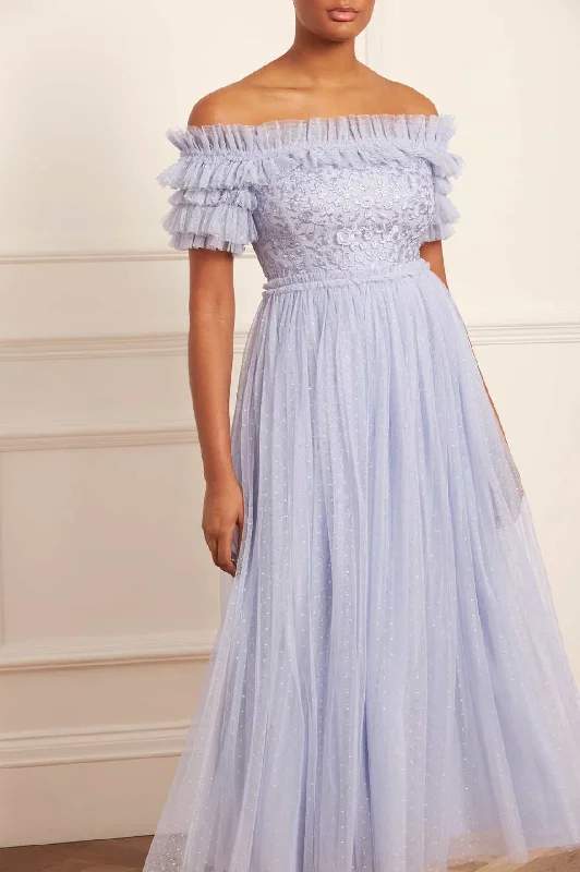 Savings Alert Midsummer Lace Bodice Off-Shoulder Ankle Gown