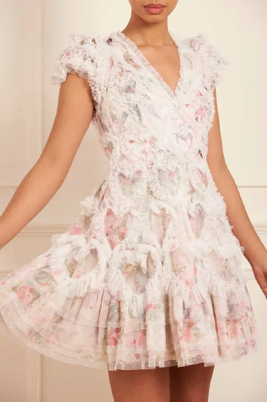Limited Edition Paradise Garden Amorette V-Neck Micro Mini Dress