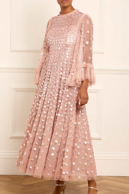 Special Promotion Glisten Long Sleeve Ankle Gown