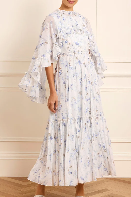 Daily Specials Ophelia Ditsy Harper Chiffon Cape Ankle Gown