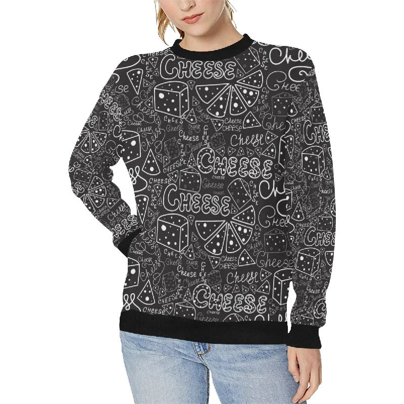 Handwritten cheese pattern Women's Crew Neck Sweatshirt