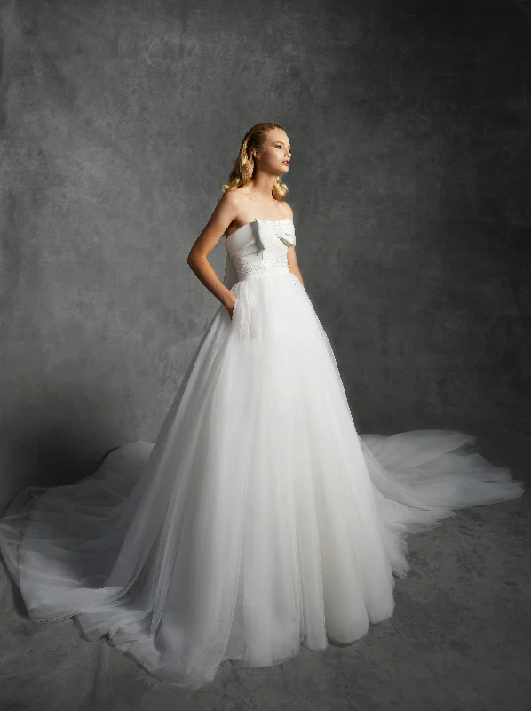 Huge Discounts VRM358 - SOPHISTICATED BOW TULLE DRESS