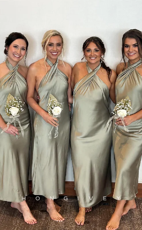 Today’s Deal HB073 - Sexy Satin Fitted Halter Empire Sleeveless Prom Party Bridesmaid Dress Today’s Deal HB073 - Sexy Satin Fitted Halter Empire Sleeveless Prom Party Bridesmaid Dress
