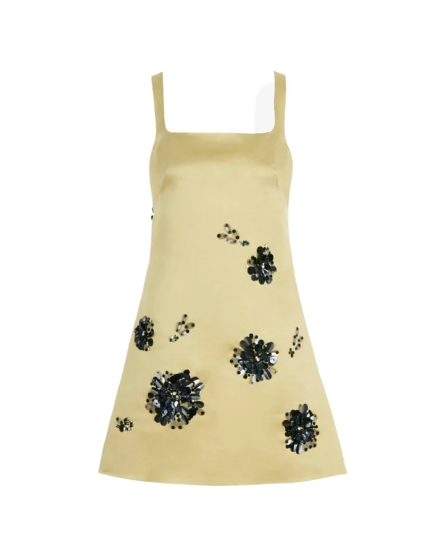 Season Finale Sale Barton Embellished Satin Dress in Chartreuse