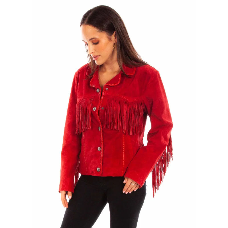 Weekend Deal Scully Ladies Fringed Suede Red Western Jacket L1080-27
