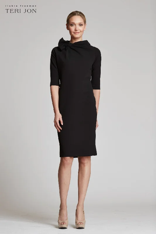 Unbeatable Prices 3/4 Sleeve Bow Neck Sheath Dress