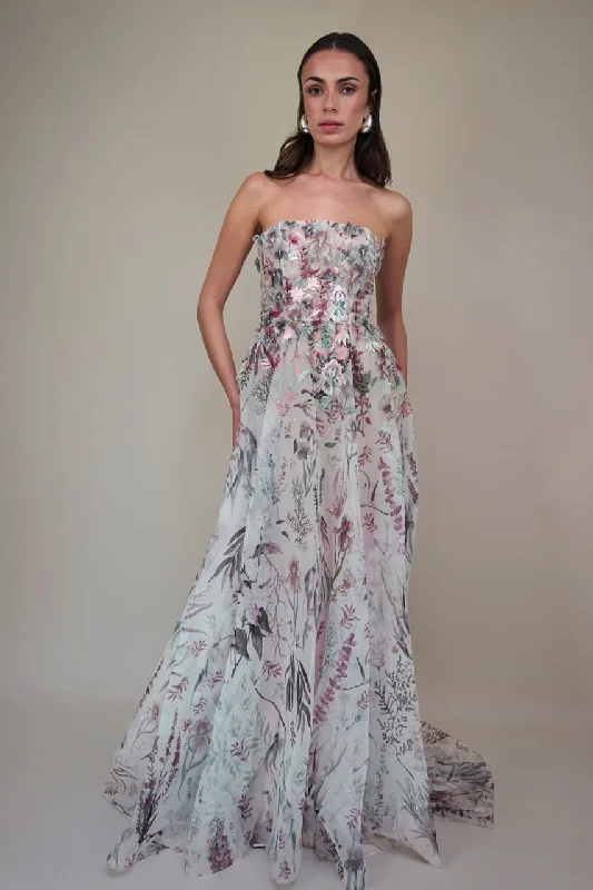 Today’s Special Underwater Wildflower Print & Embroidered Gown