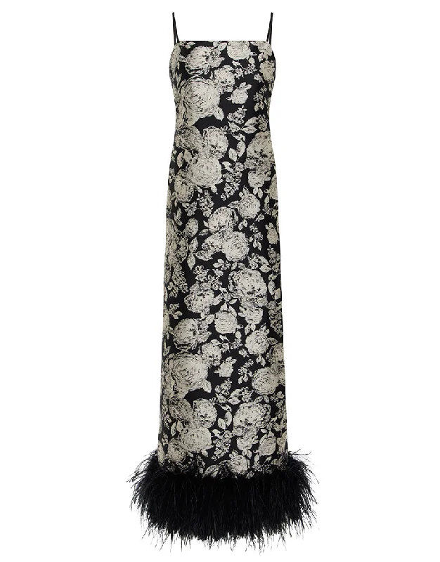 Unbeatable Prices Marte Jacquard Maxi Dress in Floral Black