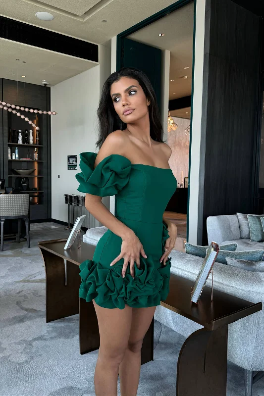 Sneak Peek Sale Flounced Bottom One Shoulder Bustier Dress