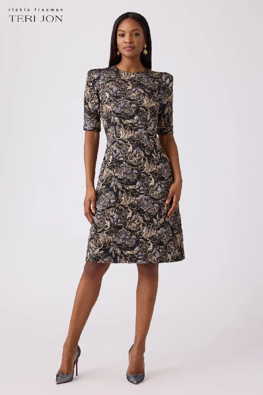 Great Bargains Textured Jacquard Fit And Flare Dress