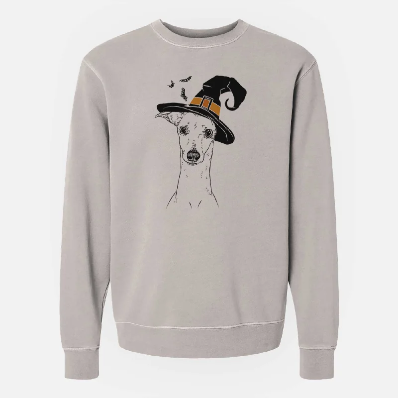Deal Explosion Witch Pip the Italian Greyhound - Unisex Pigment Dyed Crew Sweatshirt
