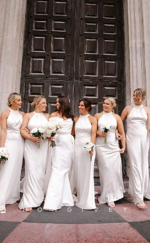 Sale Event HB094 - Sexy Satin Fitted Halter Sleeveless Empire Floor-Length Prom Party Bridesmaid Dress Sale Event HB094 - Sexy Satin Fitted Halter Sleeveless Empire Floor-Length Prom Party Bridesmaid Dress