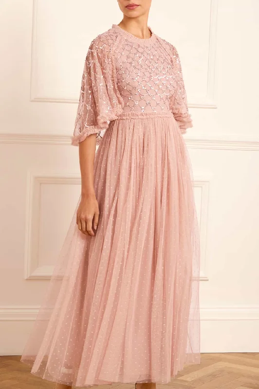 Seasonal Clearance Heart Lattice Bodice Cape Ankle Gown