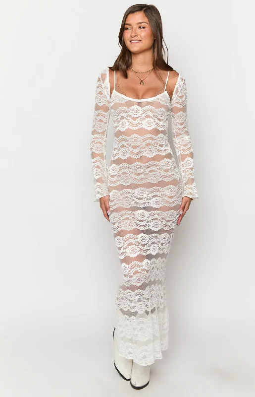 Year-End Clearance Rey White Lace Maxi Dress And Bolero