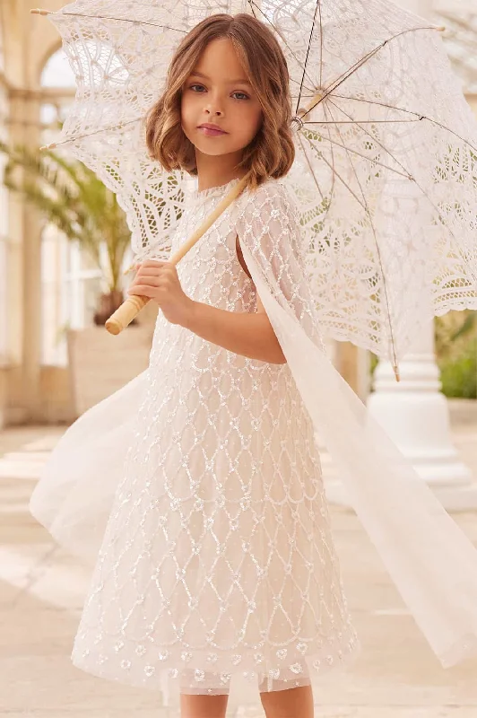 Amazing Deals Heart Lattice Cape Kids Dress