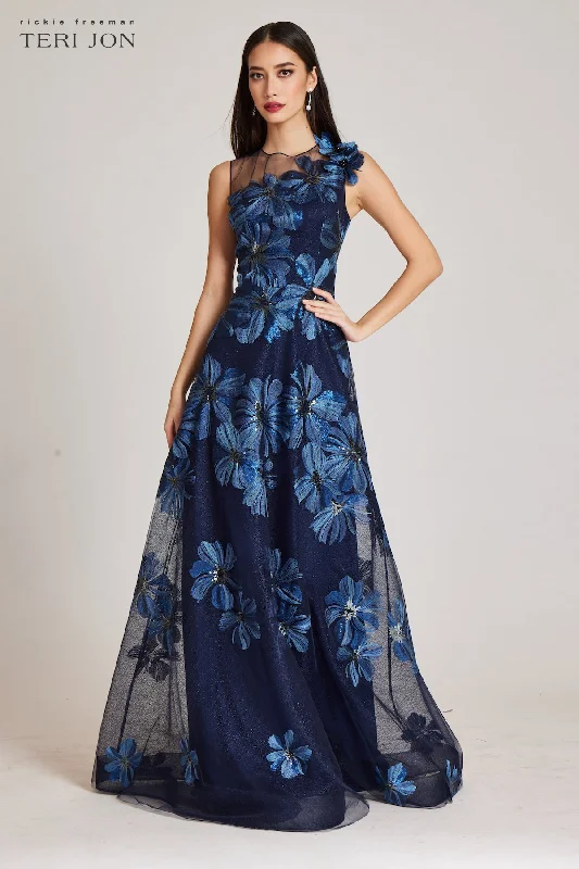 Weekend Flash Sale Floral Embroidered Tulle Gown With 3D Flower