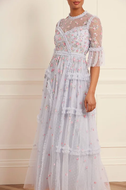 Clearance Items Shimmer Ditsy Long Sleeve Gown