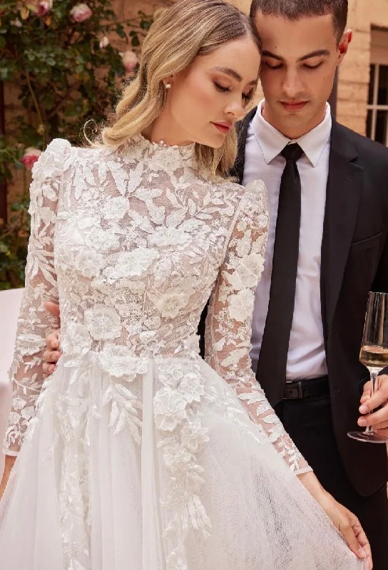 Major Savings LONG SLEEVE LACE WEDDING BALL GOWN